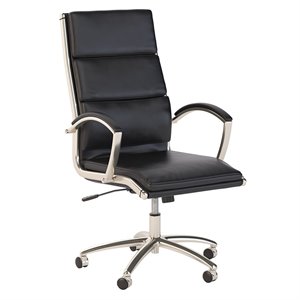 Maklaine Transitional High Back Leather Executive Office Chair in Black