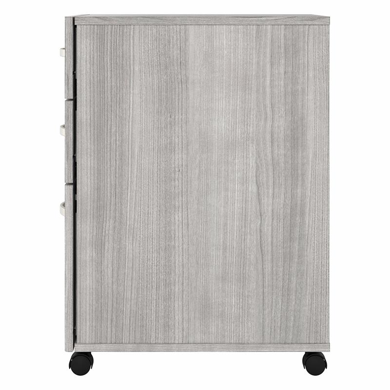 Maklaine Engineered Wood 3 Drawer Mobile File Cabinet in Platinum Gray