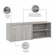 Maklaine Engineered Wood Low Storage Cabinet with Doors in Platinum Gray