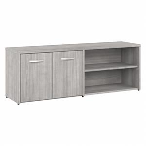 Maklaine Engineered Wood Low Storage Cabinet with Doors in Platinum Gray