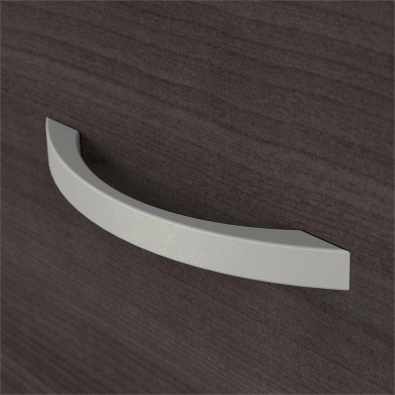 Maklaine Engineered Wood Low Storage Cabinet with Doors in Storm Gray