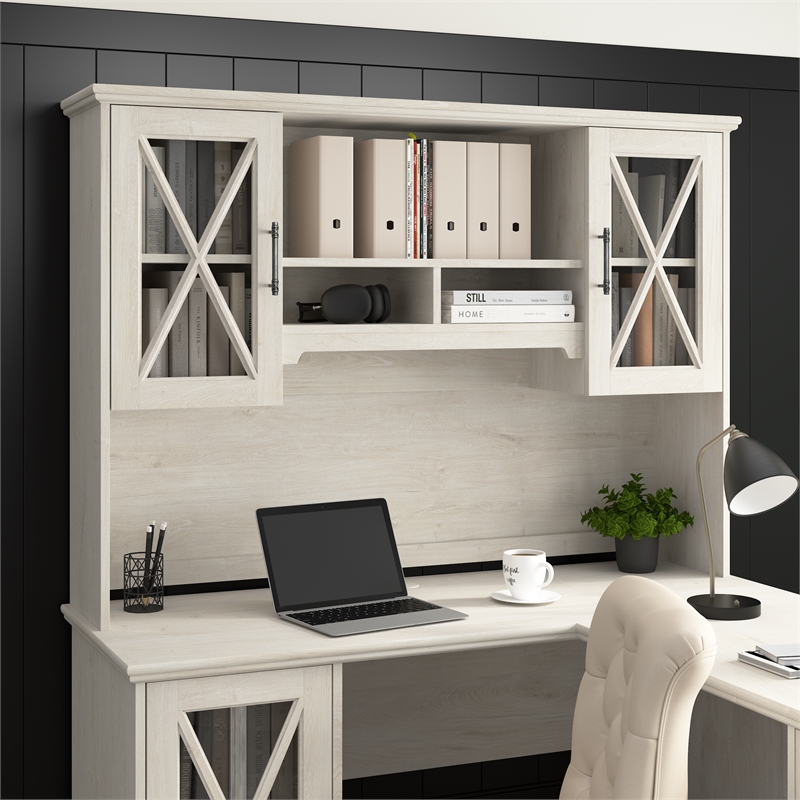 Maklaine Engineered Wood Hutch for Buffet Cabinet in Linen White Oak