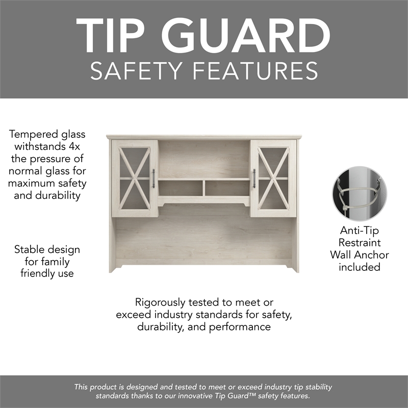 Maklaine Engineered Wood Hutch for Buffet Cabinet in Linen White Oak