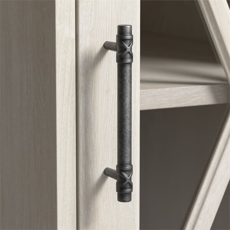 Maklaine Engineered Wood Hutch for Buffet Cabinet in Linen White Oak