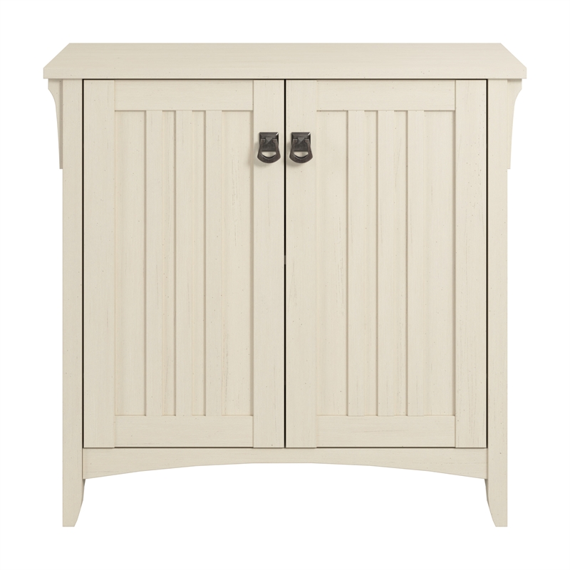 Maklaine Small Storage Cabinet with Doors and Shelves in Antique White