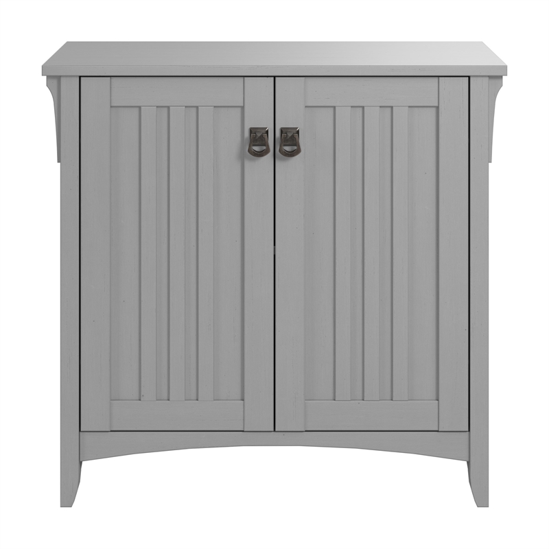 Maklaine Small Storage Cabinet with Doors and Shelves in Cape Cod Gray