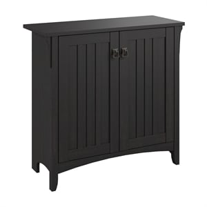 Maklaine Small Storage Cabinet with Doors and Shelves in Vintage Black