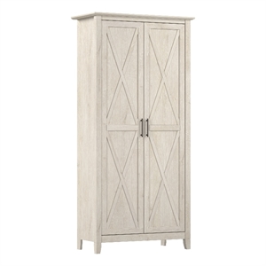 Maklaine Engineered Wood Kitchen Pantry Cabinet with Doors in Linen White Oak