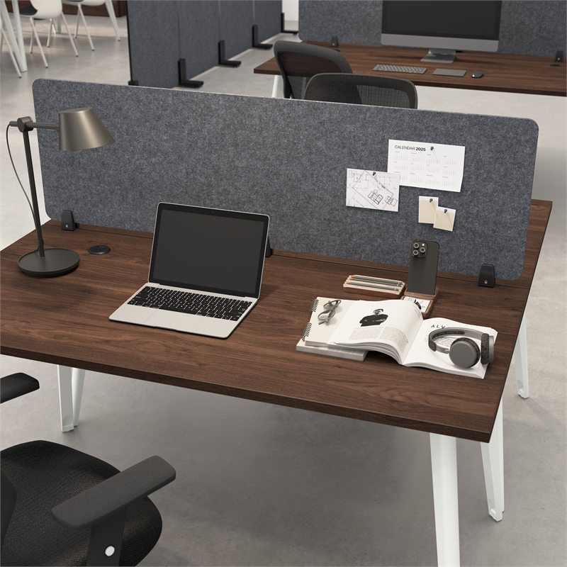 Maklaine Contemporary 58W Desktop Privacy Screen in Cool Charcoal