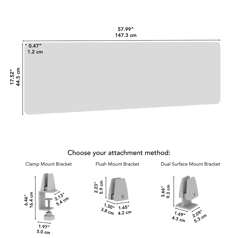 Maklaine Contemporary 58W Desktop Privacy Screen in Cool Charcoal