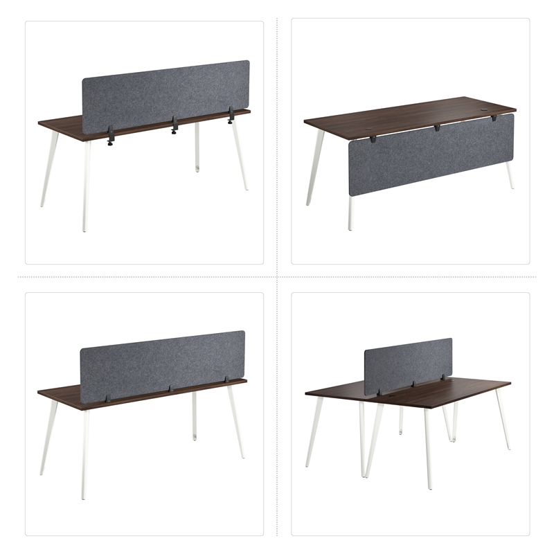 Maklaine Contemporary 58W Desktop Privacy Screen in Cool Charcoal