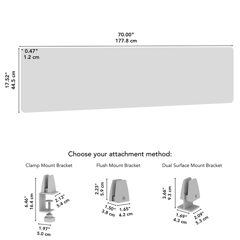 Maklaine Contemporary 70W Desktop Privacy Screen in Cool Charcoal