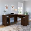 Maklaine Engineered Wood 60W L Shaped Computer Desk in Modern Walnut