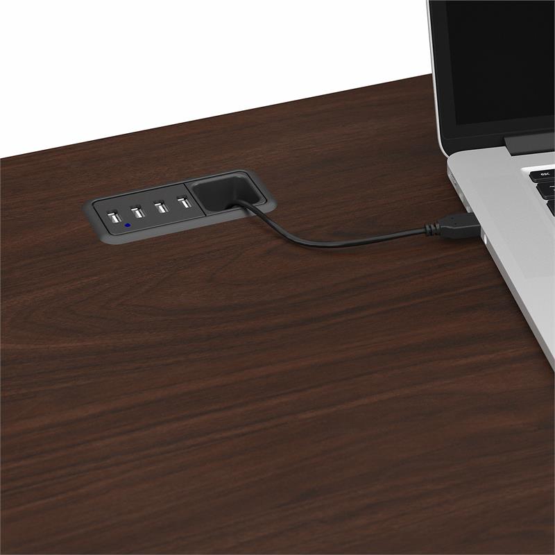 Maklaine Engineered Wood 60W L Shaped Computer Desk in Modern Walnut