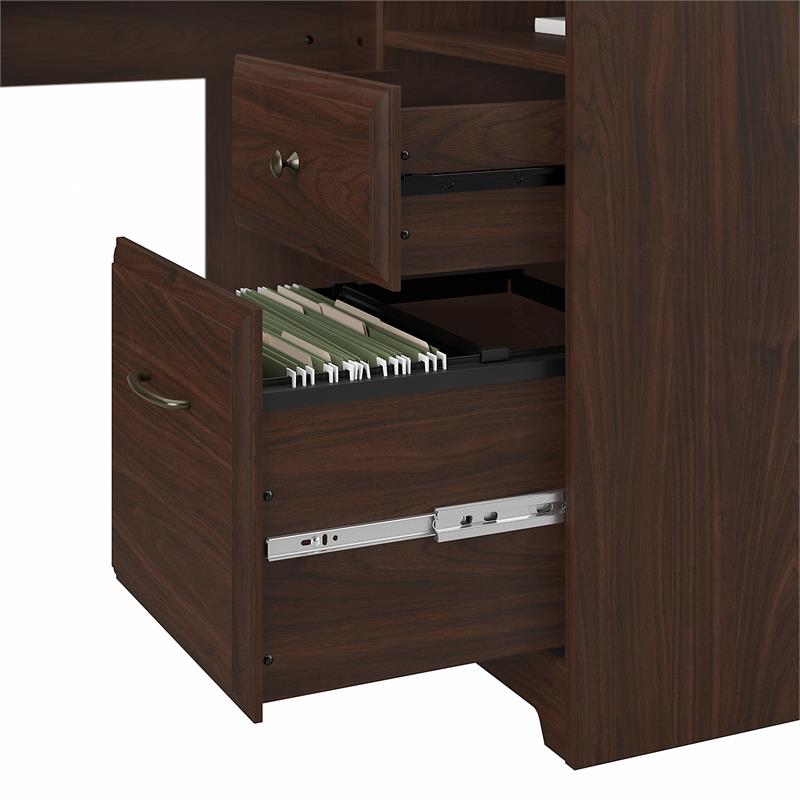 Maklaine Engineered Wood 60W L Shaped Computer Desk in Modern Walnut