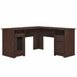 Maklaine Engineered Wood 60W L Shaped Computer Desk in Modern Walnut
