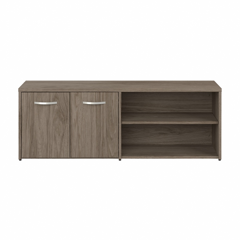 Maklaine Engineered Wood Low Storage Cabinet with Doors in Modern Hickory