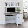 Maklaine Engineered Wood Small Computer Desk with Hutch in White/Shiplap Gray