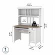 Maklaine Engineered Wood Small Computer Desk with Hutch in White/Shiplap Gray