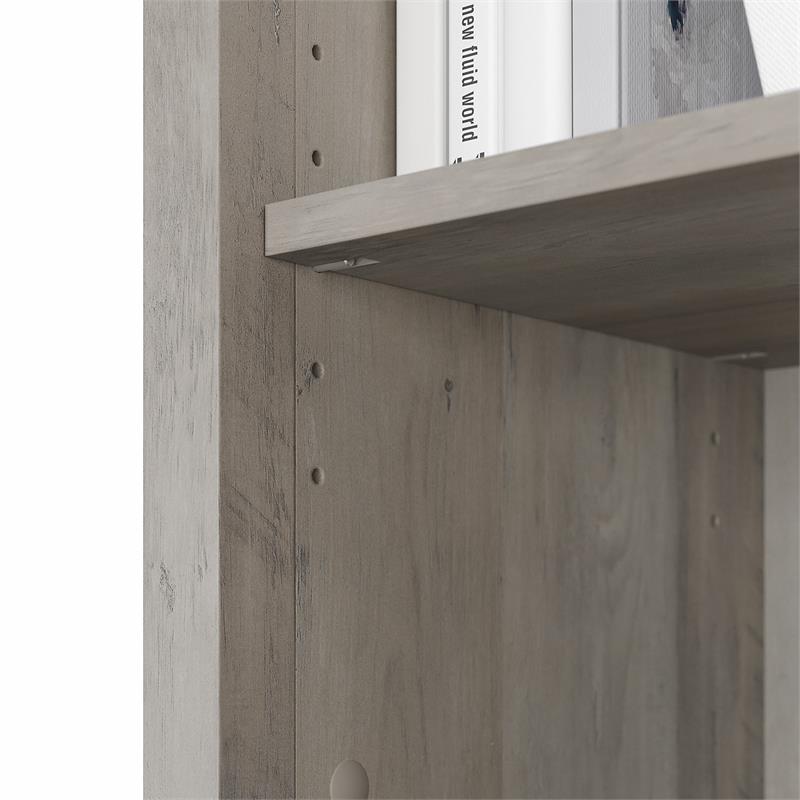 Maklaine Engineered Wood Tall 5 Shelf Bookcase Set of 2 in Driftwood Gray
