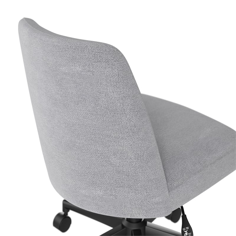 Maklaine Mid Back Armless Office Chair with Wheels in Cool Gray Fabric