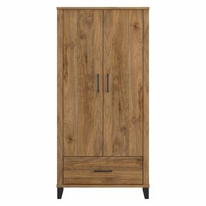 Maklaine Engineered Wood Large Armoire Cabinet in Fresh Walnut