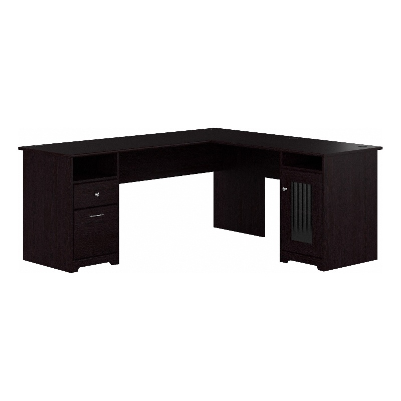 Maklaine Engineered Wood Computer Desk with Storage in Espresso