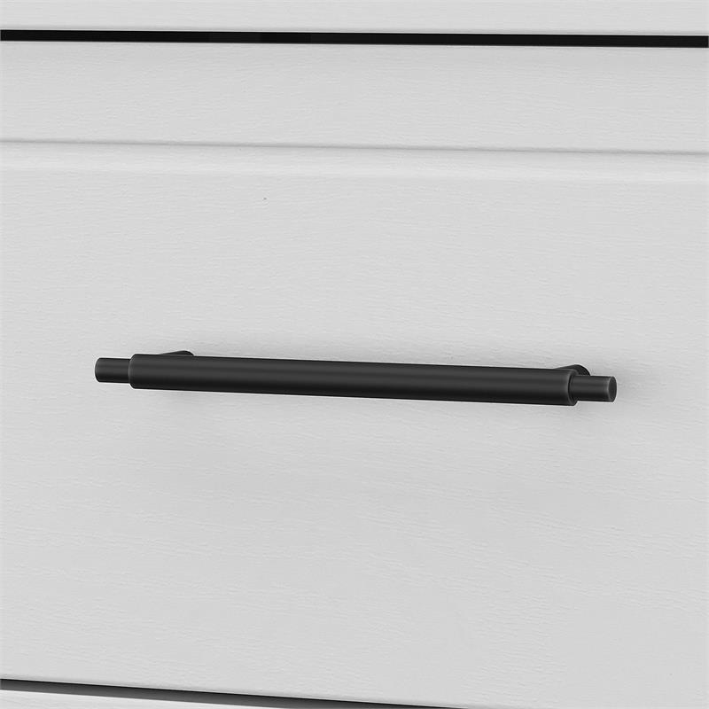 Maklaine Transitional Tall Engineered Wood Bookcase Cabinet in White Ash