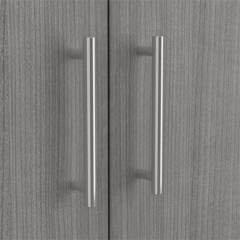 Maklaine Engineered Wood Tall Storage Cabinet with Doors in Platinum Gray