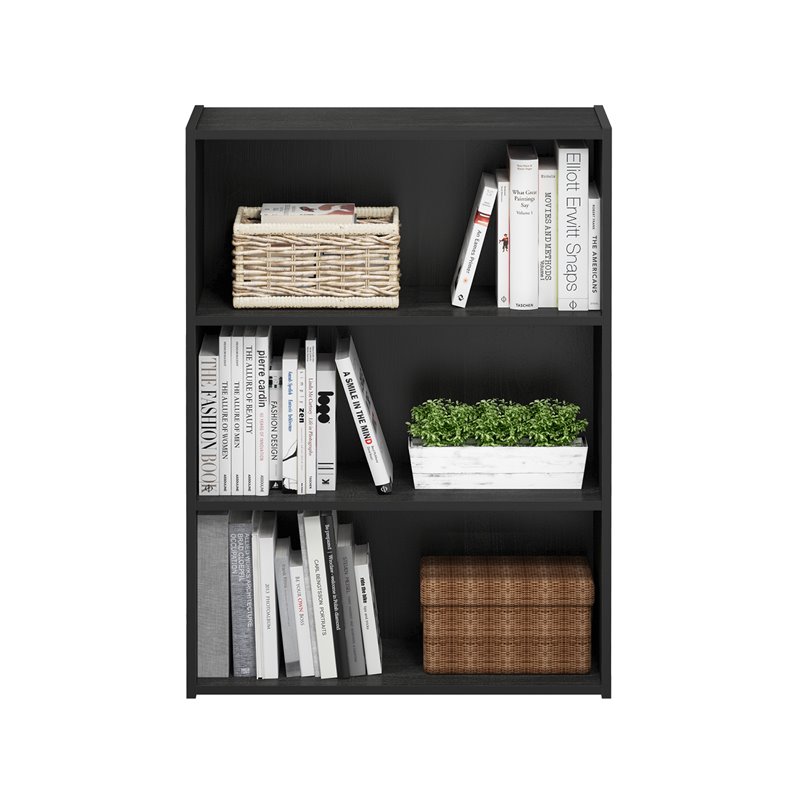 Maklaine Engineered Wood 3-Tier Open Shelf in Americano Black