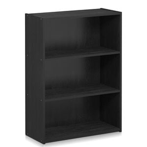 Maklaine Engineered Wood 3-Tier Open Shelf in Americano Black