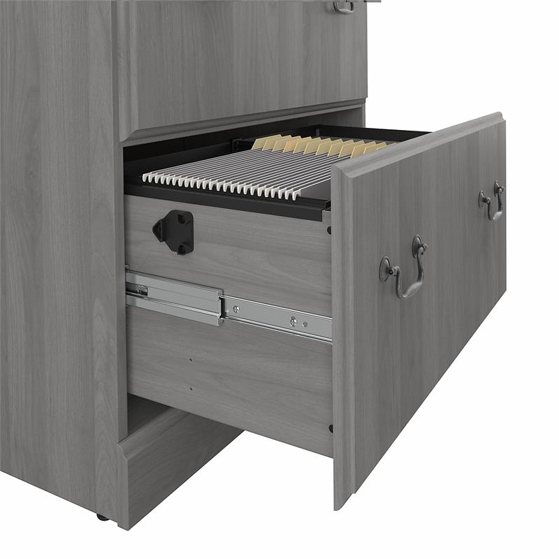 Maklaine Engineered Wood 2 Drawer Lateral File Cabinet in Modern Gray