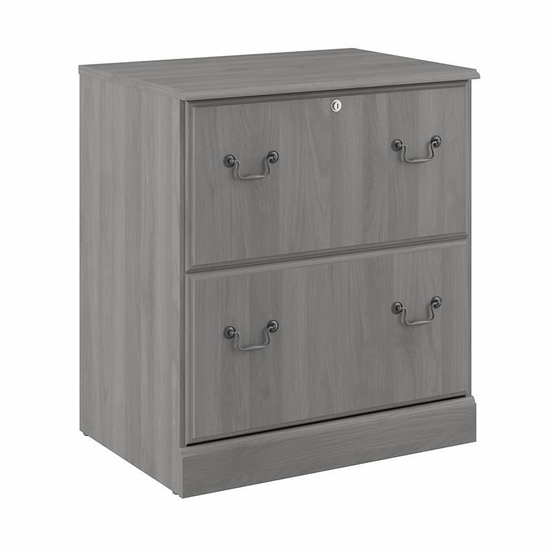Maklaine Engineered Wood 2 Drawer Lateral File Cabinet in Modern Gray