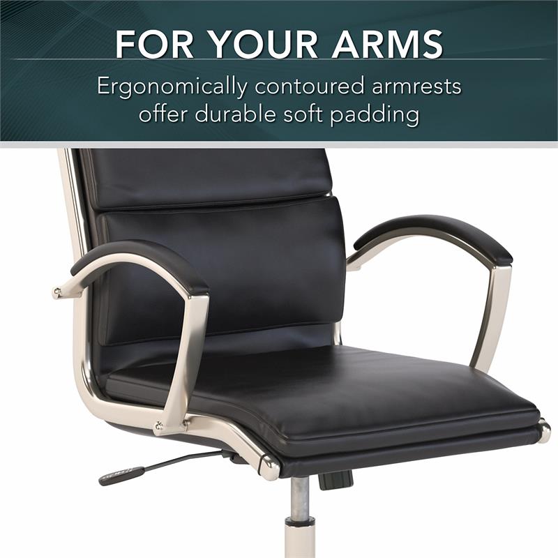 Maklaine Upholstered Faux Leather Executive Office Chair in Black