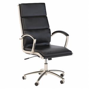 Maklaine Upholstered Faux Leather Executive Office Chair in Black