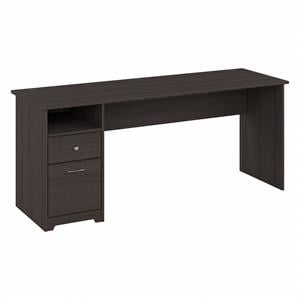 Maklaine Engineered Wood 72W Computer Desk with Drawers in Heather Gray