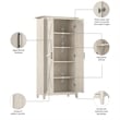 Maklaine Engineered Wood Tall Storage Cabinet with Doors in Linen White Oak