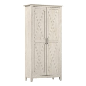Maklaine Engineered Wood Tall Storage Cabinet with Doors in Linen White Oak