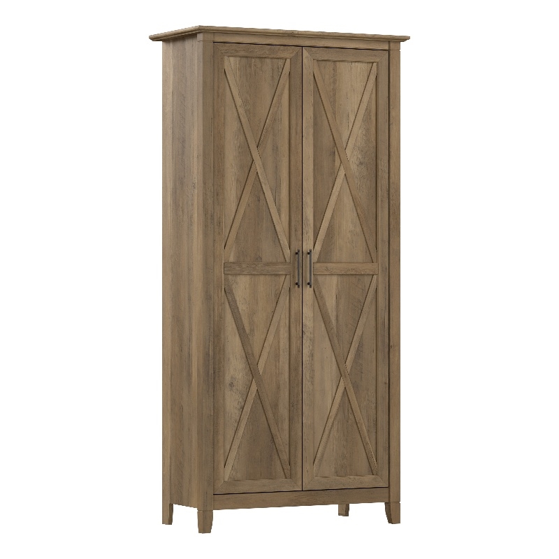 Maklaine Engineered Wood Tall Storage Cabinet with Doors in Reclaimed Pine