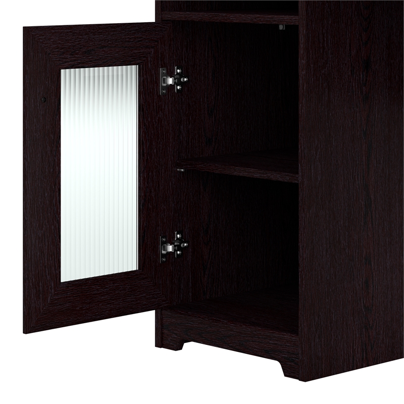 Maklaine Engineered Wood 60W L Shaped Computer Desk with Storage in Espresso Oak