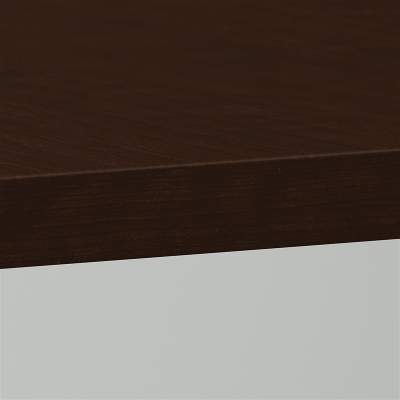 Maklaine Round Conference Table with Wood Base in Mocha Cherry