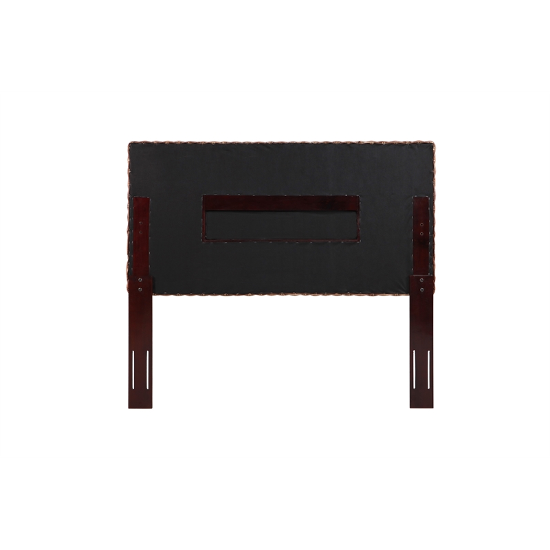 Maklaine Coastal Coastal Rattan/Wood Queen Headboard in Gray