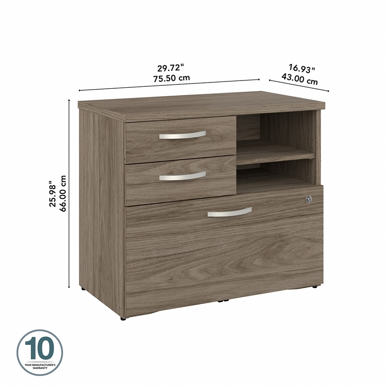 Maklaine Engineered Wood Office Storage Cabinet with Drawers in Modern Hickory