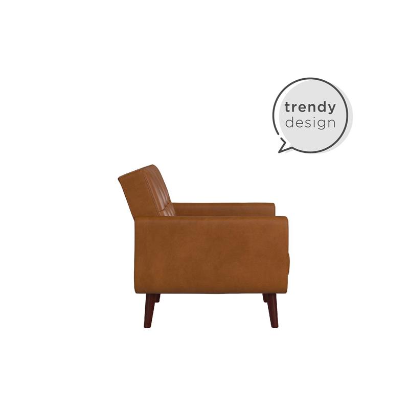 Maklaine Modern Chair Upholstered Accent Chair in Camel Faux Leather