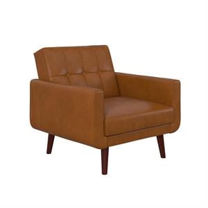 Maklaine Modern Chair Upholstered Accent Chair in Camel Faux Leather