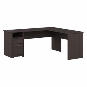 Maklaine Engineered Wood 72W L Shaped Computer Desk with File in Heather Gray