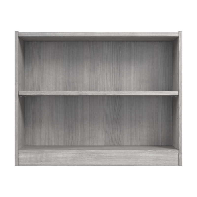 Maklaine Engineered Wood Universal Small 2 Shelf Bookcase in Platinum Gray