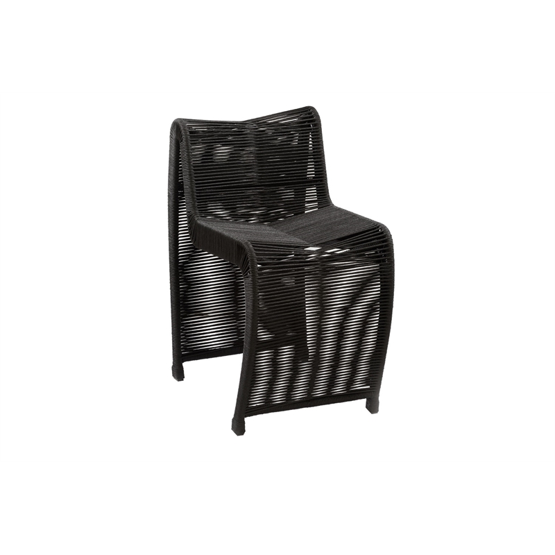 Maklaine Coastal Rope Counter Stool in Black Finish Set of 2