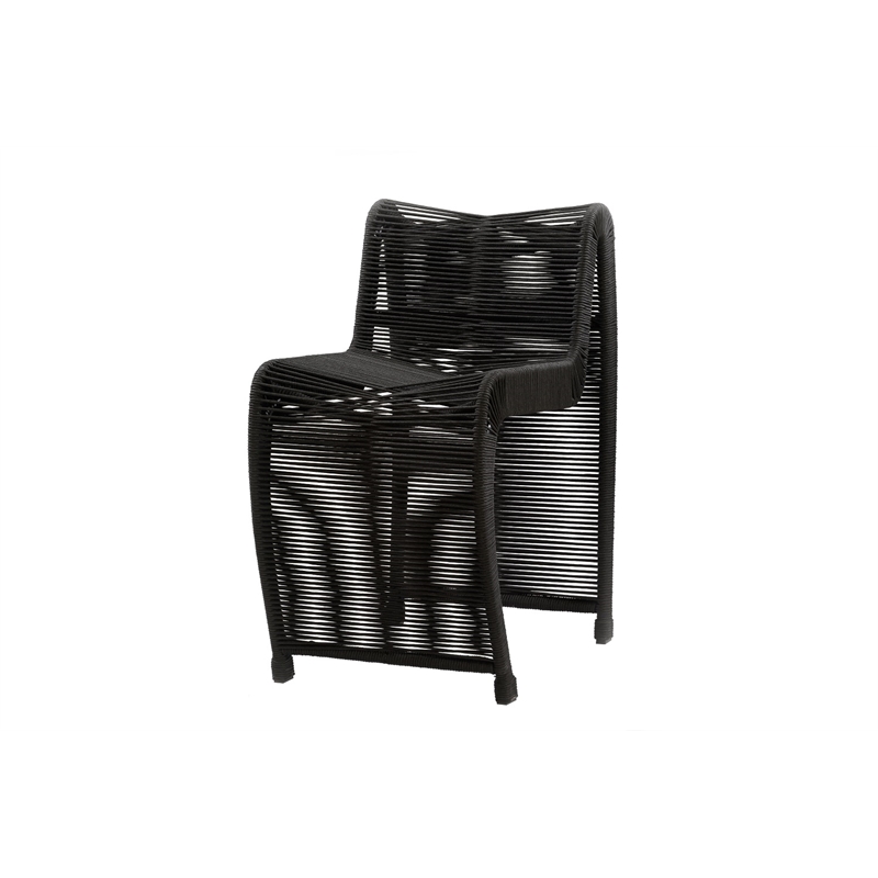 Maklaine Coastal Rope Counter Stool in Black Finish Set of 2