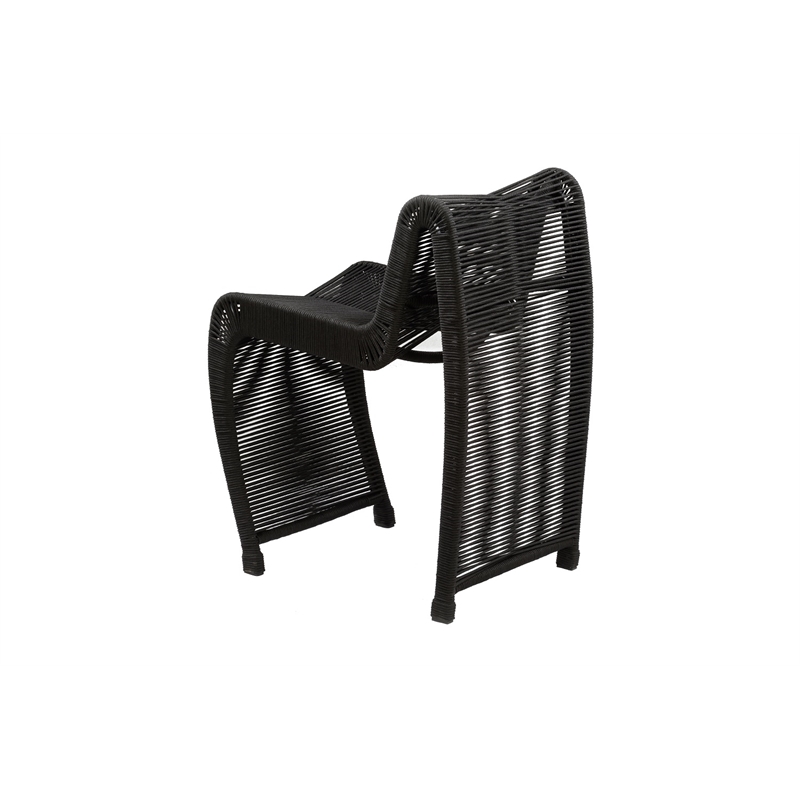 Maklaine Coastal Rope Counter Stool in Black Finish Set of 2